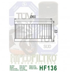 Oil filter HIFLO FILTRO HF136 for BETA ALP 200, SUZUKI DR 250, 350, 400 GN 250,...