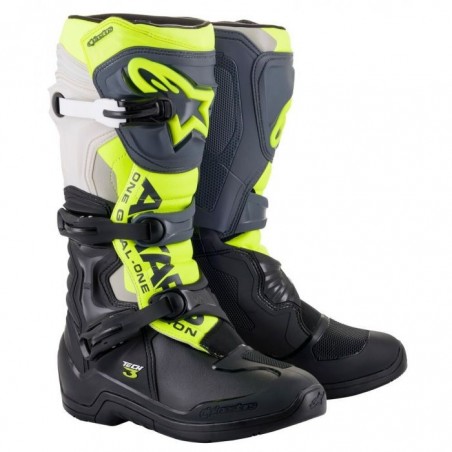 Botas Alpinestars TECH 3 en amarillo neón, gris y negro