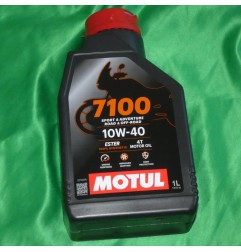 MOTUL 7100 10W40 4-stroke engine oil, 100% synthetic, available in 1, 4, 12, or 16 liters—Ref. 111823 / 111822