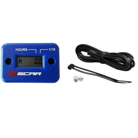 SCAR wired hourmeter with blue Velcro for BETA RR 250, HONDA CAMINO, MBS 50 from 1976 to 2024