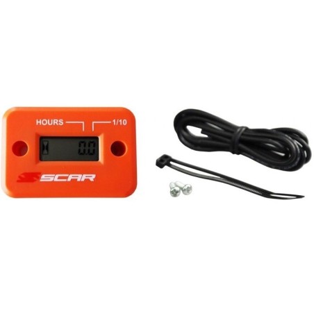 SCAR wired hourmeter with orange Velcro for BETA RR 250, HONDA CAMINO, MBS 50 from 1976 to 2024