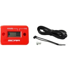 Compteur d'heures SCAR filaire avec Velcro rouge pour BETA RR 250, HONDA CAMINO, MBS 50 de 1976 à 2024