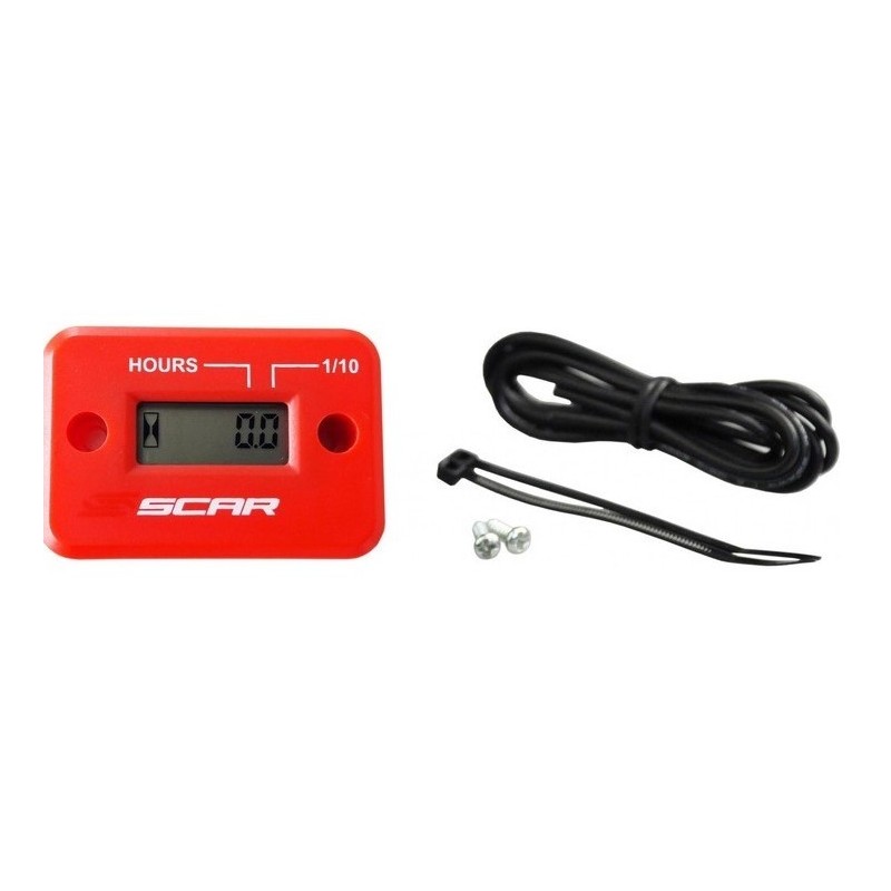 SCAR wired hourmeter with red Velcro for BETA RR 250, HONDA CAMINO, MBS 50 from 1976 to 2024 SCAR wired hourmeter with red Velcro for BETA RR 250, HONDA CAMINO, MBS 50 from 1976 to 2024