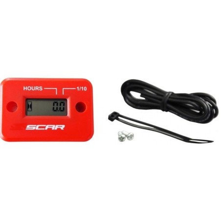 SCAR wired hourmeter with red Velcro for BETA RR 250, HONDA CAMINO, MBS 50 from 1976 to 2024