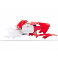 Red and white POLISPORT plastic fairing kit for HONDA CRF 50 from 2004 to 2026