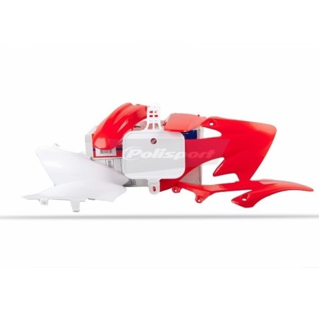 Red and white POLISPORT plastic fairing kit for HONDA CRF 50 from 2004 to 2026