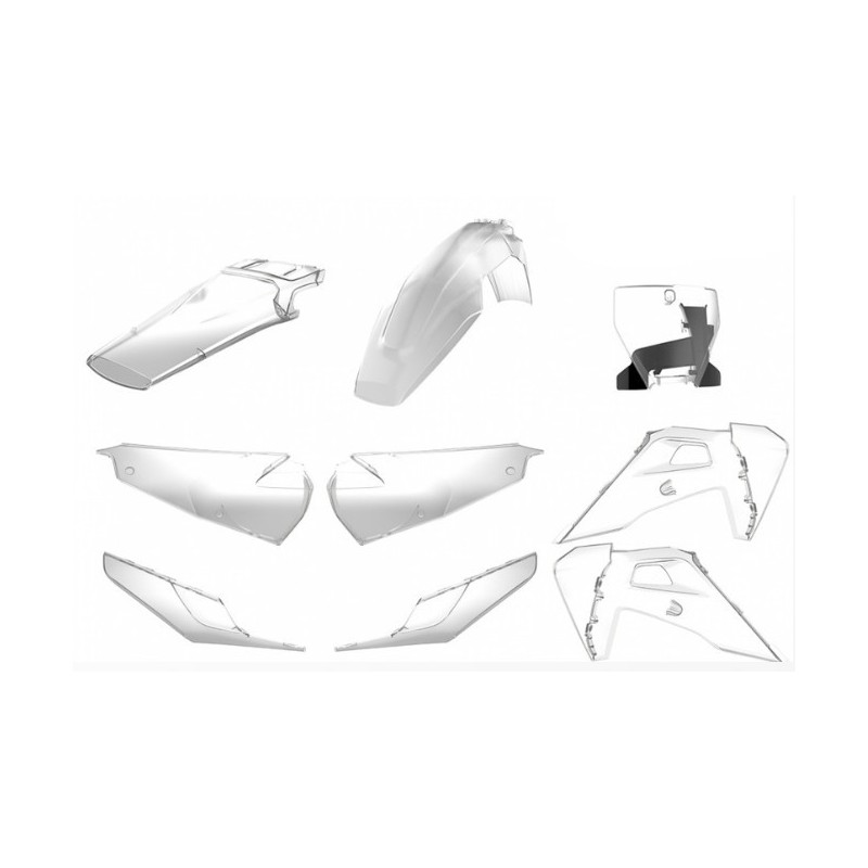Kit completo de carenado de plástico transparente POLISPORT para HUSQVARNA FC, FS, TC 125, 250, 350, 450 de 2019 a 2022 Kit completo de carenado de plástico transparente POLISPORT para HUSQVARNA FC, FS, TC 125, 250, 350, 450 de 2019 a 2022