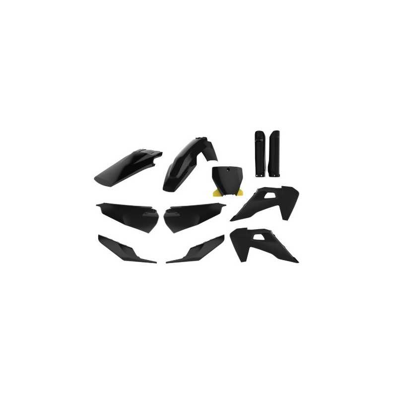 Kompletter POLISPORT-Kunststoffverkleidungssatz in Schwarz für HUSQVARNA FC, TC 125, 250, 350, 450 der Modelljahre 2019 bis 2022