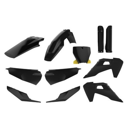 Kit completo de carenado de plástico POLISPORT negro para HUSQVARNA FC, TC 125, 250, 350, 450 de 2019 a 2022