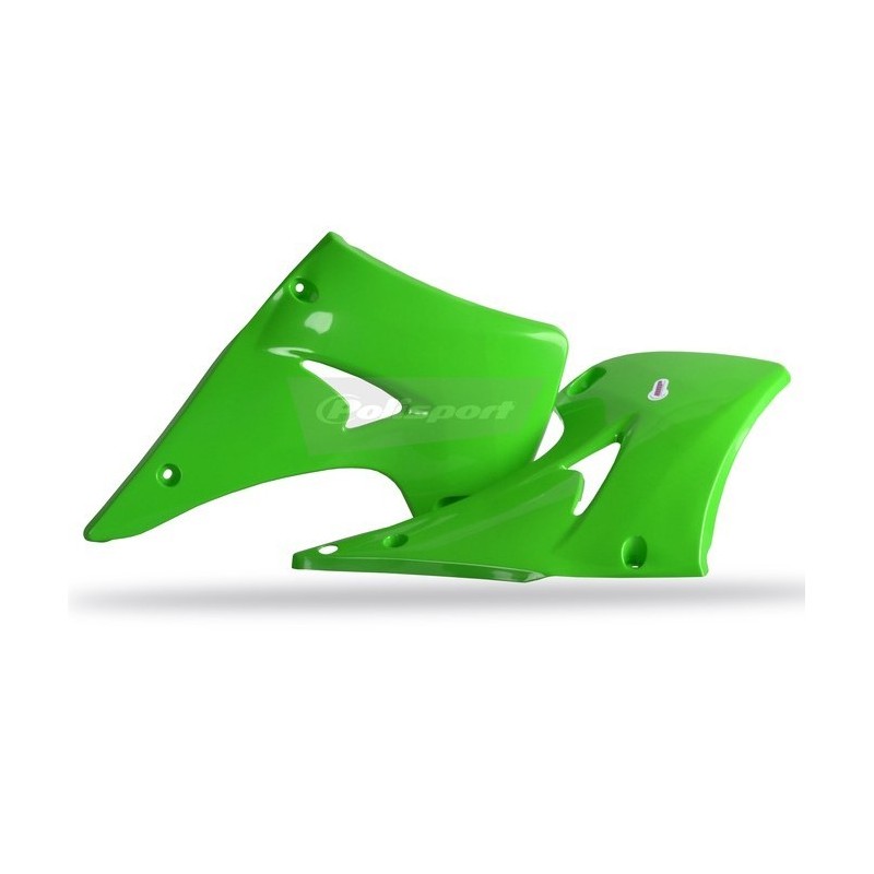 Ouies de radiateur POLISPORT vert pour KAWASAKI KX 125, 250 de 2003 à 2008