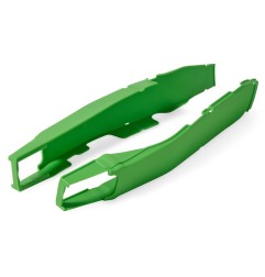 Green POLISPORT swingarm guards for KAWASAKI KXF 450 from 2016 to 2018