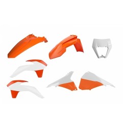 Kit plastique carénage POLISPORT origine/blanc/noir pour KTM EXC, EXCF 125, 200, 250, 300, 350, 450, 500 de 2014 à 2016