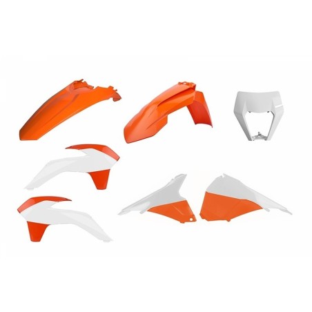 Plastic fairing kit POLISPORT original/white/black for KTM EXC, EXCF 125, 200, 250, 300, 350, 450, 500 from 2014 to 2016