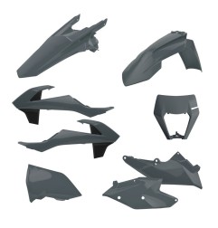 Kit plastique carénage POLISPORT gris pour KTM XCW, EXC, EXCF 125, 150, 250, 300, 350, 450, 500 de 2017 à 2020