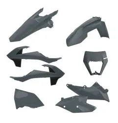 POLISPORT-Kunststoffverkleidungssatz in Grau für KTM XCW, EXC, EXCF 125, 150, 250, 300, 350, 450, 500 der Modelljahre 2017 bis 2
