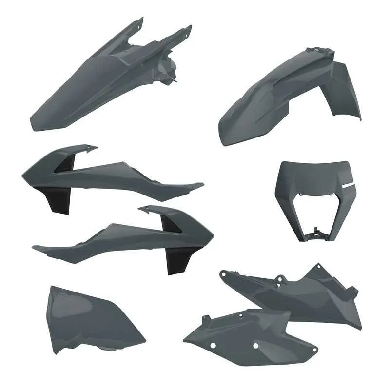 POLISPORT-Kunststoffverkleidungssatz in Grau für KTM XCW, EXC, EXCF 125, 150, 250, 300, 350, 450, 500 der Modelljahre 2017 bis 2
