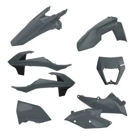 POLISPORT-Kunststoffverkleidungssatz in Grau für KTM XCW, EXC, EXCF 125, 150, 250, 300, 350, 450, 500 der Modelljahre 2017 bis 2