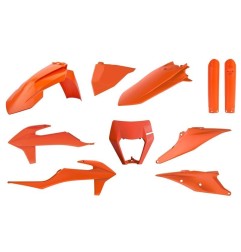 Kit plastique carénage POLISPORT orange pour KTM XC, XCF, EXC, EXCF 150, 250, 300, 350, 450, 500 de 2020 à 2023