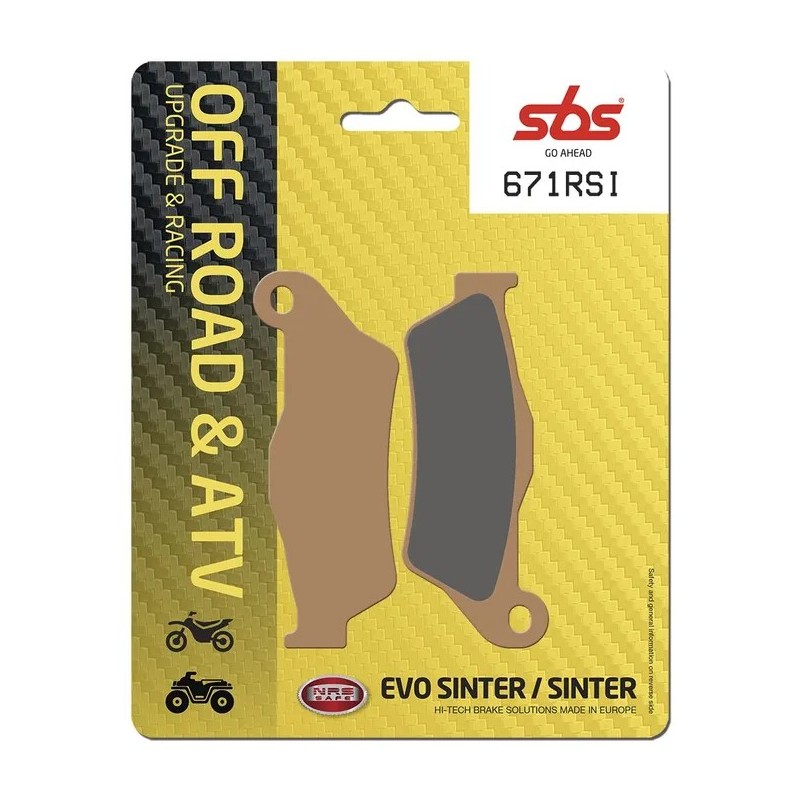 Plaquettes de frein frittées RSI Offroad Racing SBS pour Motocross BENELLI, BMW, GAS GAS, HUSABERG, HUSQVARNA Plaquettes de frein frittées RSI Offroad Racing SBS pour Motocross BENELLI, BMW, GAS GAS, HUSABERG, HUSQVARNA