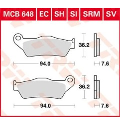 Vielseitige Bremsbeläge aus Sintermetall „ TRW “ für BMW, HUSQVARNA und KTM von 1992 bis 2023 – Art.-Nr. MCB648