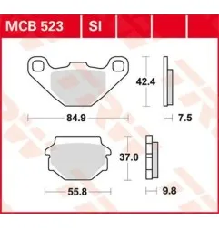 Vielseitige Bremsbeläge aus Sintermetall „ TRW “ für APRILIA, KTM RX 125, MX 500, MX 500 LC4 von 1989 bis 2014 – Art.-Nr. MCB523