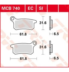 Plaquettes de Frein Off-Road Frittées Série SI TRW pour HUSQVARNA, KTM CR 65, TC 65, SX 65, SX 85 de 2002 à 2022
