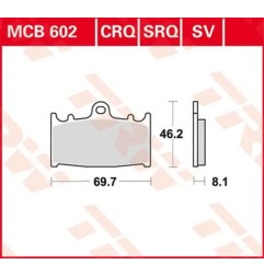 TRW SV Series Sintered Brake Pads for Motocross FS 450 C, FS 450 E, FS 650 C, FS 650 E 2001 to 2005