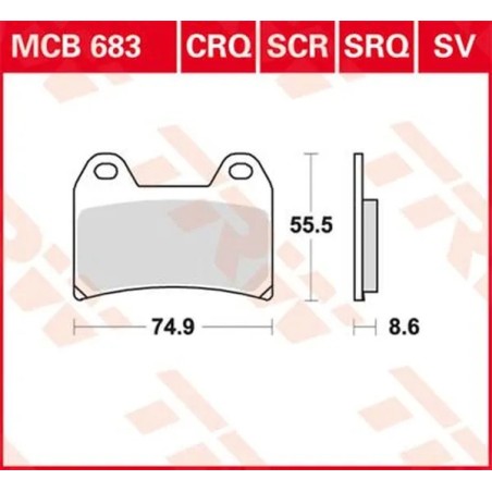 Plaquettes de Frein Frittées Série SV TRW pour KTM LC4 640 E, SMC 625, SMC 660, SMC 690 2004 à 2011