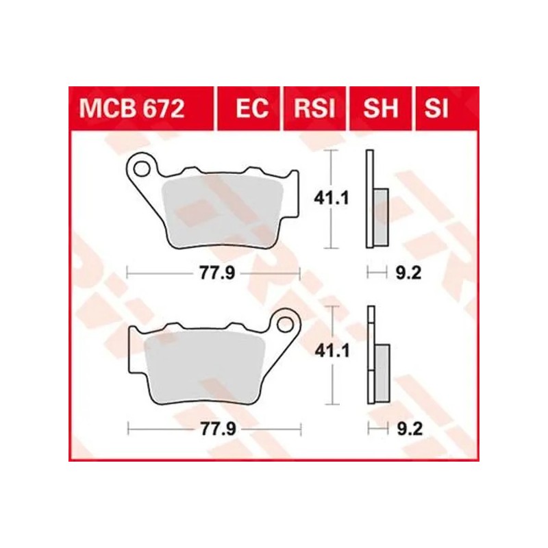 Plaquettes de Frein Arrière Frittées Série SH TRW APRILIA, BETA, BMW, CF MOTO, HONDA, HUSQVARNA, KTM 1993 à 2024 Plaquettes de Frein Arrière Frittées Série SH TRW APRILIA, BETA, BMW, CF MOTO, HONDA, HUSQVARNA, KTM 1993 à 2024