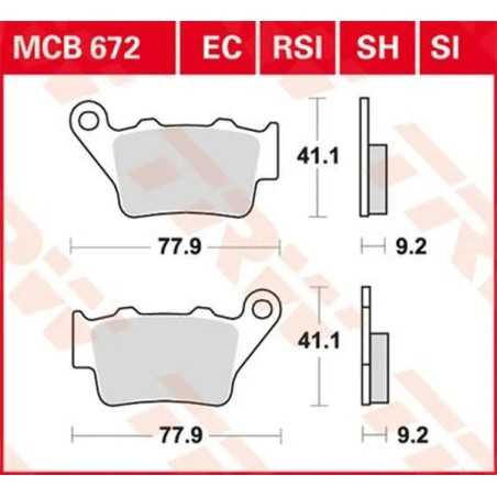 Gesinterte Bremsbeläge für die Hinterradbremse der SH-Serie TRW, APRILIA, BETA, BMW, CF MOTO, HONDA, HUSQVARNA, KTM 1993 bis 20