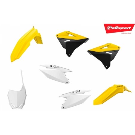 Complete plastic kit POLISPORT original/yellow/black for SUZUKI RM 125, 250 from 2001 to 2008