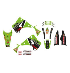 Kit graphique avec housse de selle Replica Team BLACKBIRD pour KAWASAKI KX 125 M, KX 250, KX 250 F