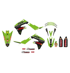 Graphics kit with Replica Team BLACKBIRD seat cover for KAWASAKI KX 250, KX 250 X, KX 450, KX 450 F, KX 450 X