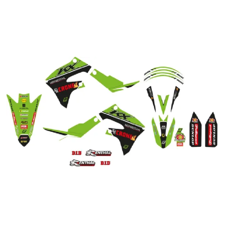 Kit gráfico con funda de asiento Replica Team BLACKBIRD para KAWASAKI KX 250, KX 250 X, KX 450, KX 450 F, KX 450 X