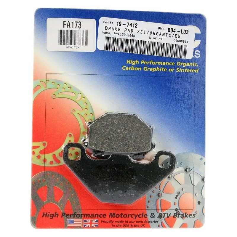Plaquettes de frein organiques base "FA" EBC pour APRILIA, BETA, YAMAHA ETX 125, MOTO 6.5, TDR 125 de 1989 à 2025