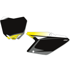 Vorgestanztes Set mit grafischem Startnummernschild „ FACTORY EFFEX “ für SUZUKI RM-Z 450, Baujahre 2008 bis 2017 – Art.-Nr. 12-