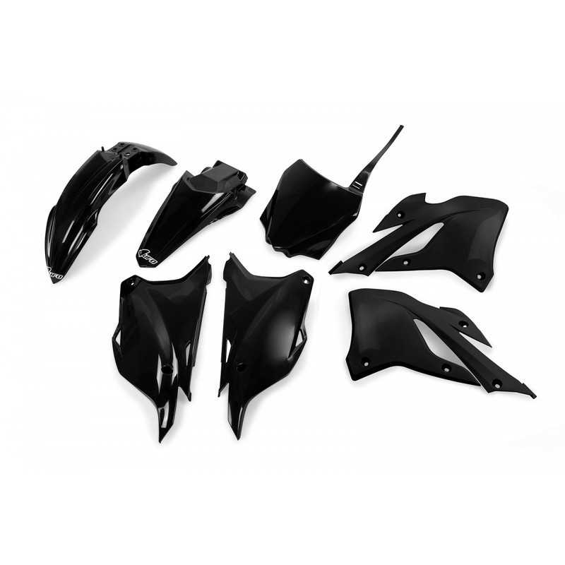 Kompletter Kunststoffsatz „ UFO “ in Schwarz/Neon-Grün/Originalausführung für KAWASAKI KX 85, 112 der Modelljahre 2022 bis 2026 Kompletter Kunststoffsatz „ UFO “ in Schwarz/Neon-Grün/Originalausführung für KAWASAKI KX 85, 112 der Modelljahre 2022 bis 2026