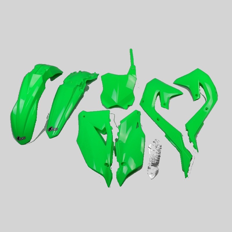 Kit completo de plástico UFO negro/verde neón/original/verde para KAWASAKI KX 250, 450 de 2019 a 2024