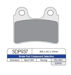 Hochleistungs-Bremsbeläge SDP Pro MX DP BRAKES für BETA, GAS GAS, SCORPA, SHERCO, TRS von 2001 bis 2024 – Art.-Nr. SDP937