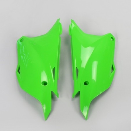 Plaques numéro latérales UFO noir/blanc/vert pour KAWASAKI KX 85 de 2014 à 2026