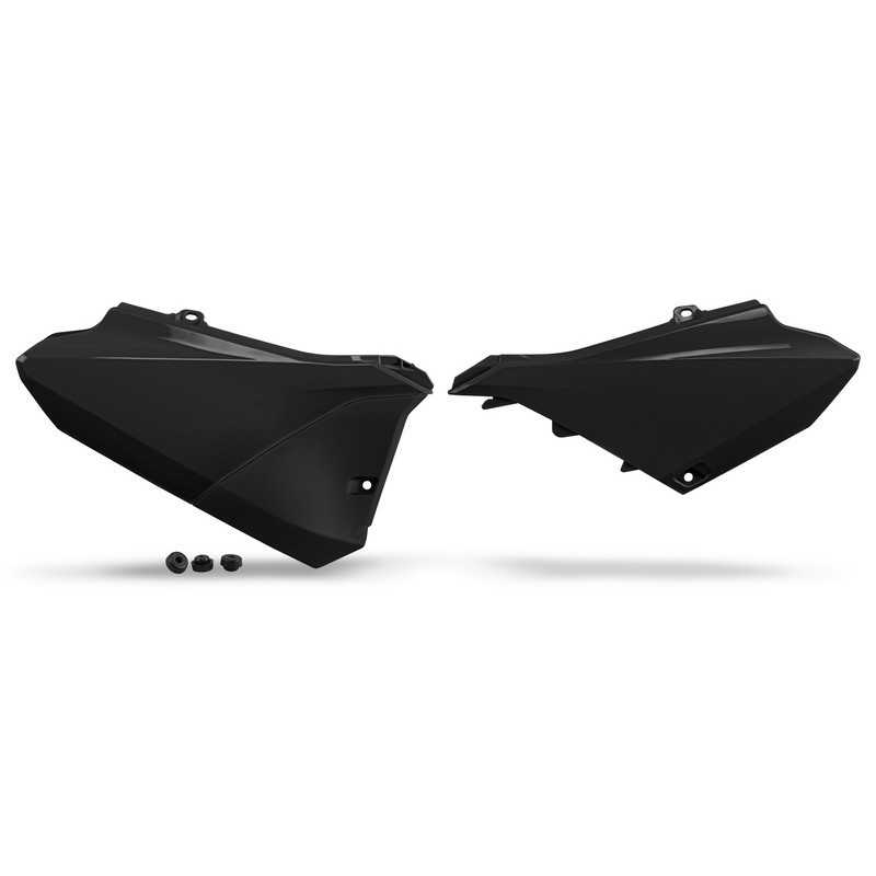 UFO-Seitennummernschilder in Schwarz/Weiß/Blau für die YAMAHA YZ 85 der Modelljahre 2022 bis 2026