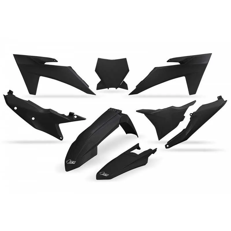 Kompletter Kunststoffsatz UFO in Schwarz/Orange/Weiß/Neonorange für KTM SX, SXF 125, 150, 250, 300, 350, 450 der Modelljahre Kompletter Kunststoffsatz UFO in Schwarz/Orange/Weiß/Neonorange für KTM SX, SXF 125, 150, 250, 300, 350, 450 der Modelljahre