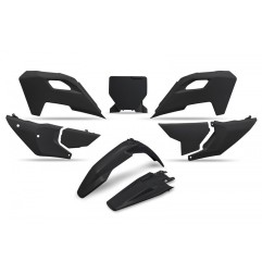 Kompletter Kunststoffsatz „ UFO “ in Schwarz/Original/Weiß für HUSQVARNA TC, FC, TX, FX 125, 250, 300, 350, 450 der Modelljahre 