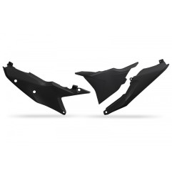 UFO-Seitennummernschilder in Schwarz/Weiß für KTM SX, SXF, EXC, EXCF 125, 150, 250, 300, 350, 450, 500 der Modelljahre 2023 bis