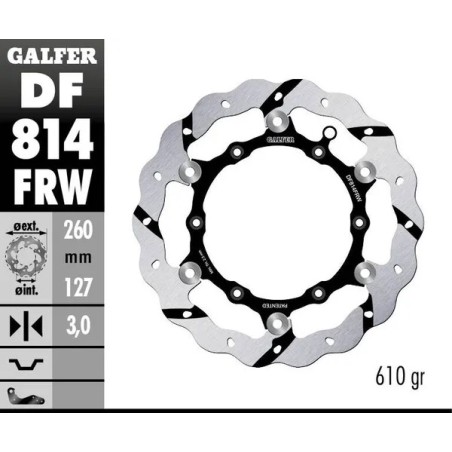 GALFER Wave grooved floating brake disc for BETA EVO 250, RR 250, RR 350, RR 390, RR 400, RR 430, RR 450 from 2012 to 2022