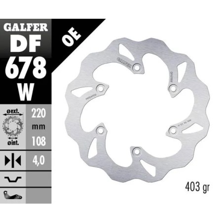 Wave® brake disc, GALFER RIVETED for AJP, BETA, GAS GAS, RIEJU PR4 125, PR4 200, ALP 200, EC 125, EC 200 from 1994 to 2020