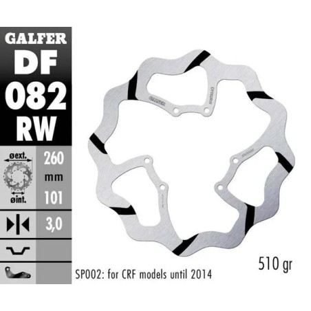 Disque de Frein Oversize Wave® GALFER pour HM MOTO, HONDA, RED MOTO CRF 450, CR 125, CR 250, CRF 450 de 1998 à 2022