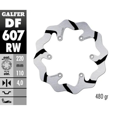 DISQUE DE FREIN FIXE WAVE RAINURÉ GALFER pour GAS GAS, HUSABERG, HUSQVARNA EC 250, MC 125, MC 250 de 1971 à 2024