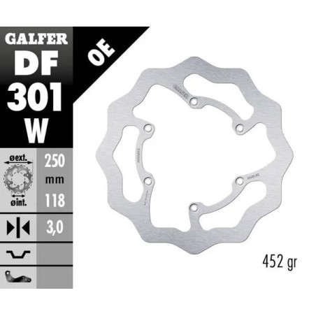Wave® GALFER brake disc for RIEJU, SUZUKI, YAMAHA RM 125, RM 250, RMX 250, WR 250 F, WR 450 F, YZ 125 from 1985 to 2017