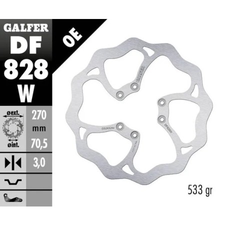 Wave® GALFER brake disc for TM RACING CROSS 125, CROSS 400, EN 125, EN 144, EN 250, EN 300, EN 450 from 1991 to 2022